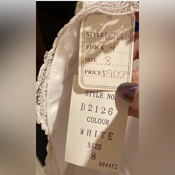 Beautifully Modest white satin and lace drop waist a-line wedding gown w/bolero - Picture 10 of 10